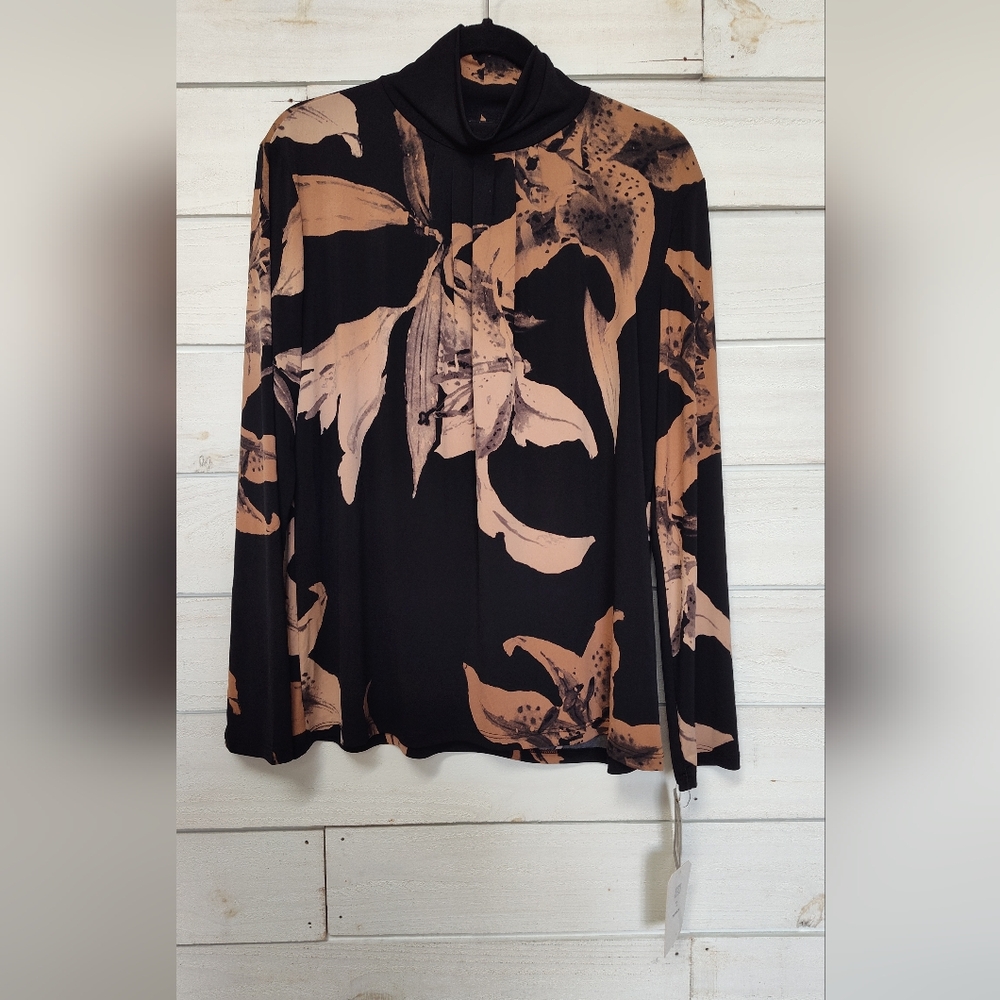 CLARA SUNWOO Black and Tan Floral Blouse